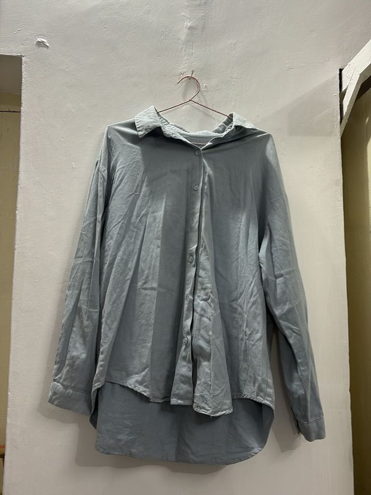 Light Blue denim Oversized Button-Up Shirt