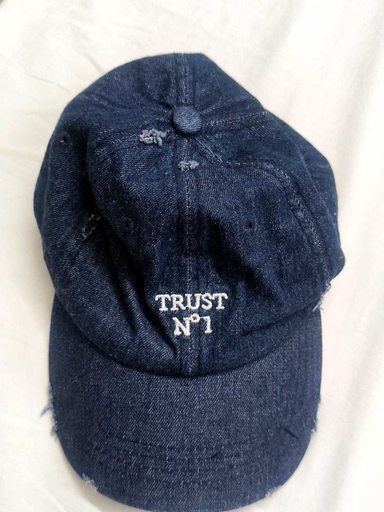 Distressed Denim Baseball Cap