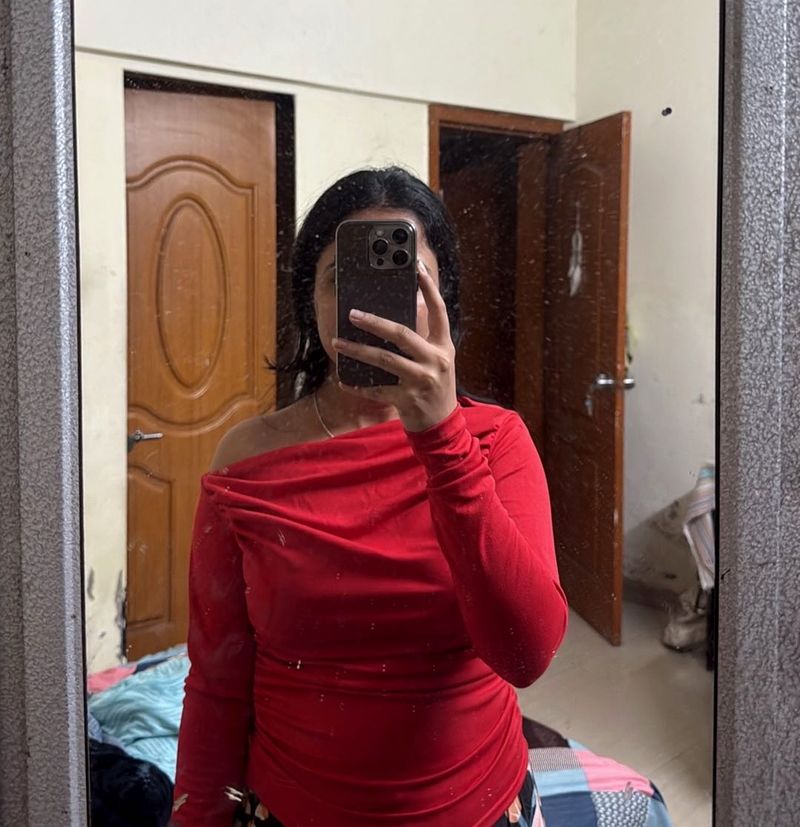 Chic Off-Shoulder Red Top