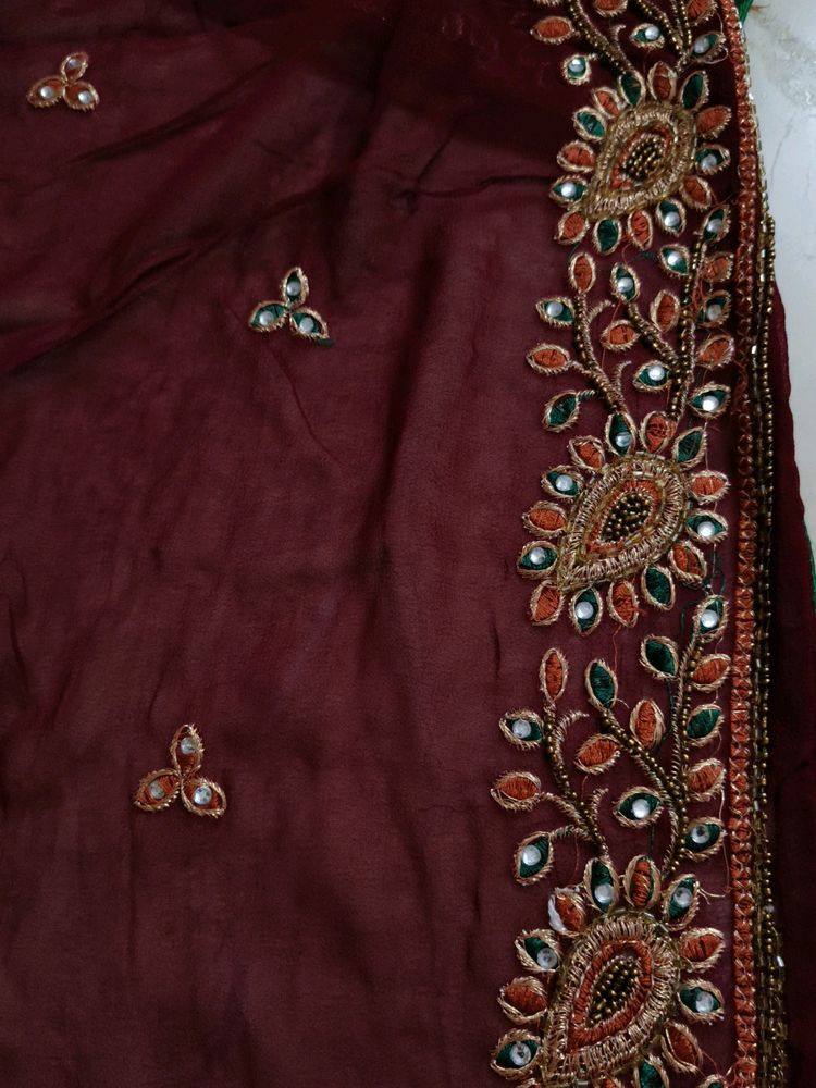 Dark Work Brown/ Mehroon Colour Saree