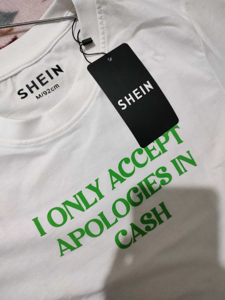 Shein White Graphic T-Shirt