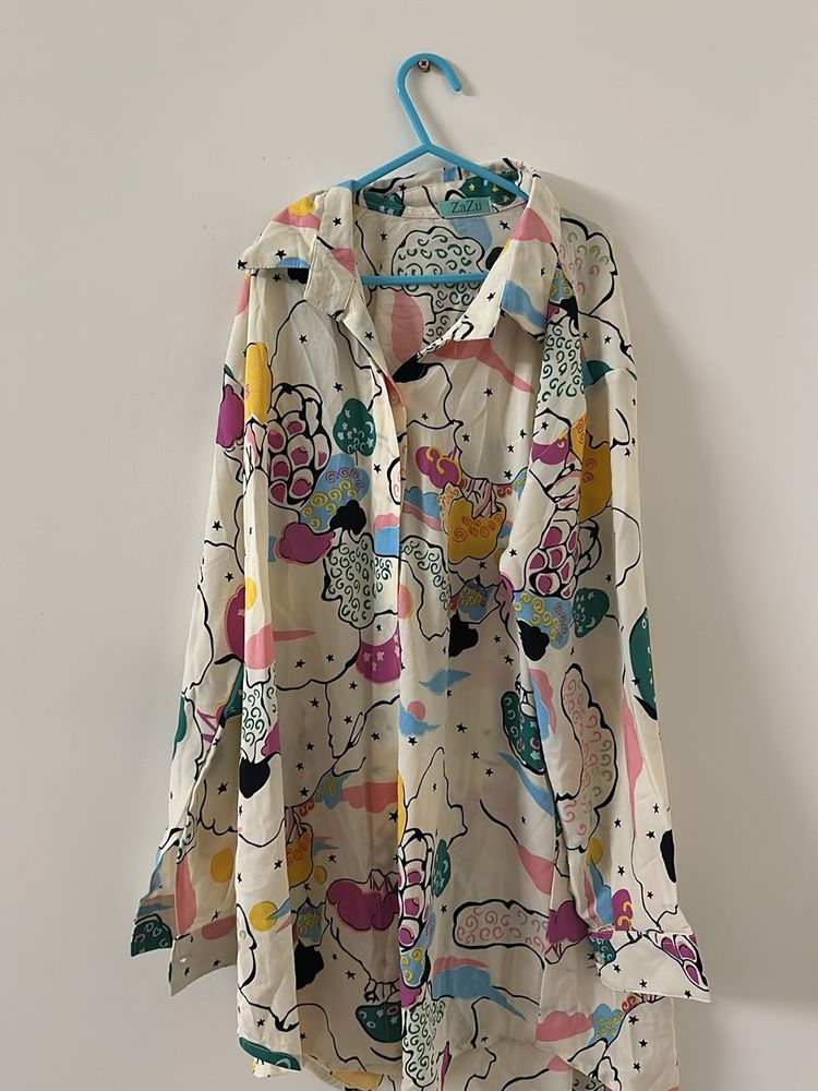 Funky Patterned Button-Down Shirt
