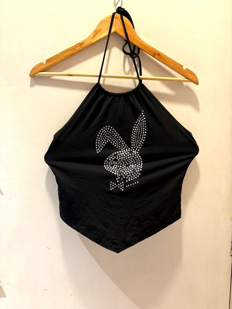 Cute Rhinestone Halter Top