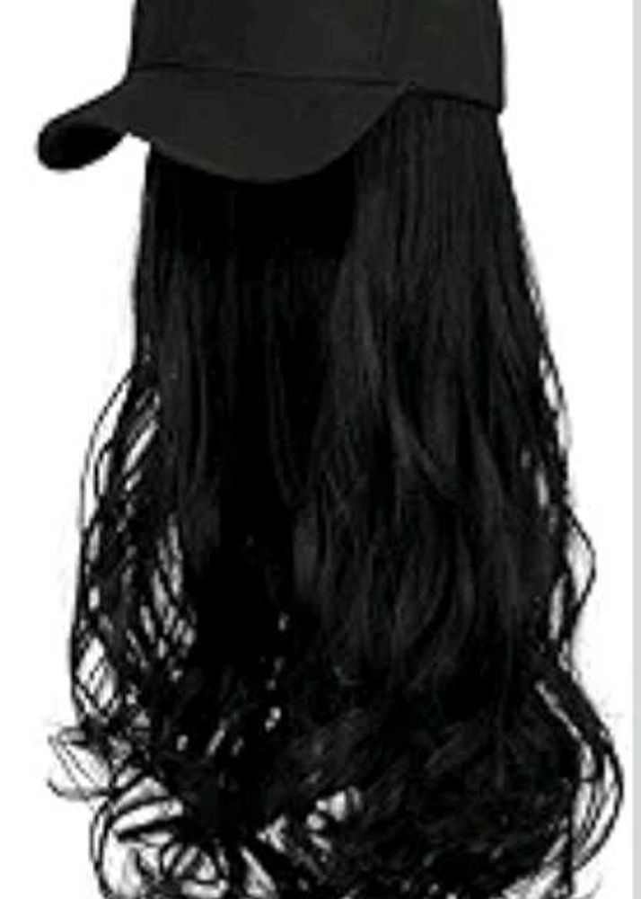 Black Wig with Baseball Cap Combo