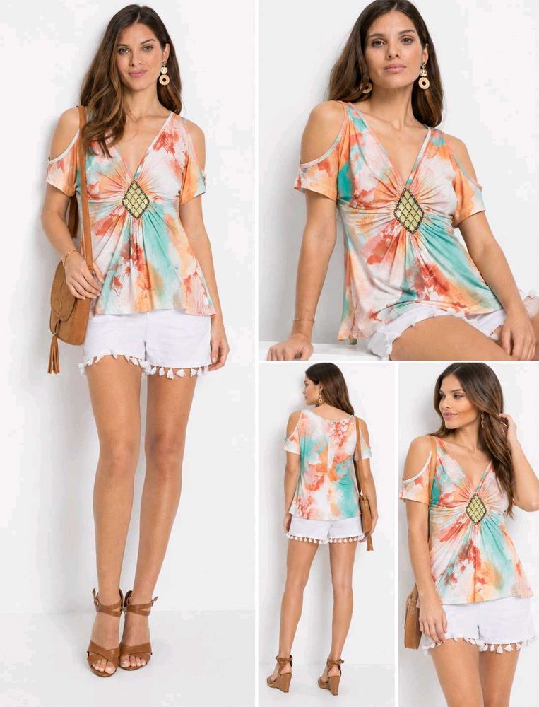 Boho Cold Shoulder Print Top