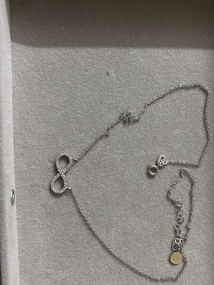 Infinity sliver tone Necklace with Sparkly