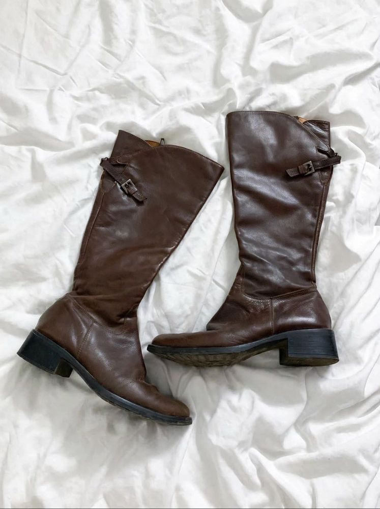 Brown Leather Knee-High Boots