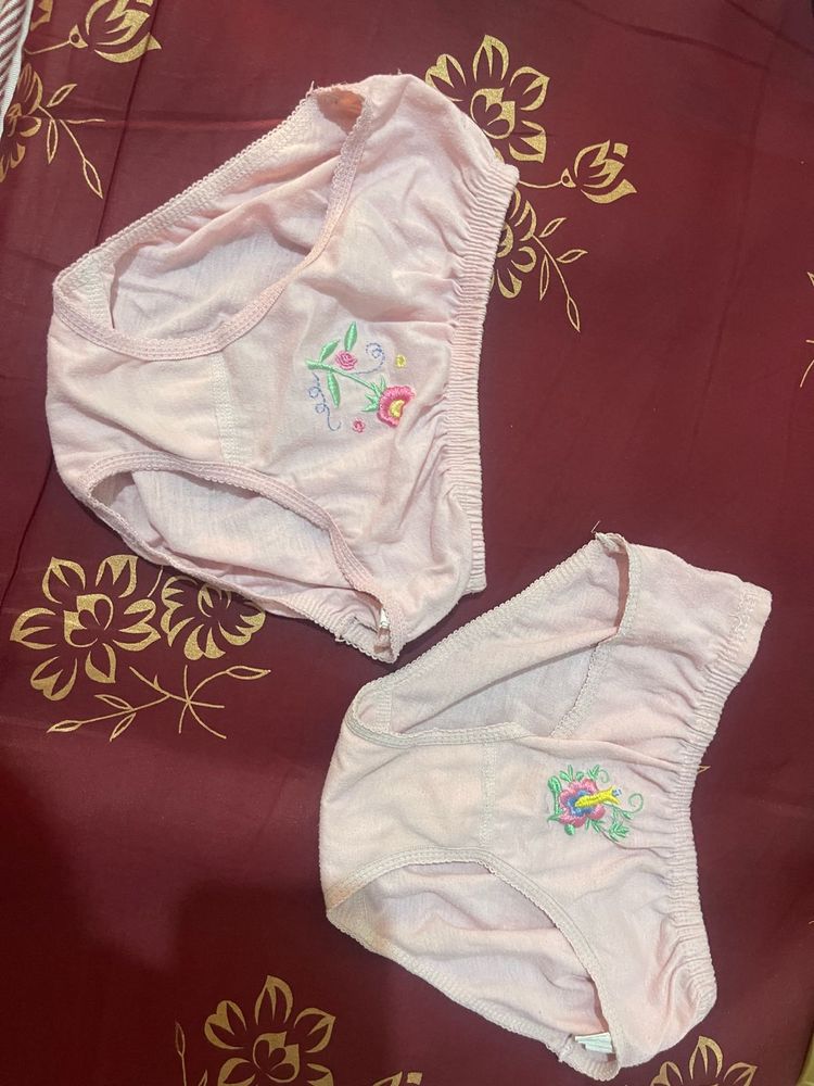 Cute Pink Briefs with Floral Embroidery