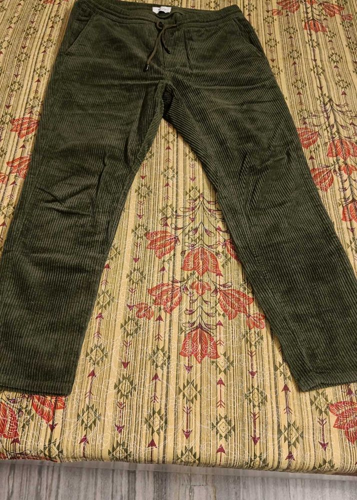 Olive Green Corduroy Joggers