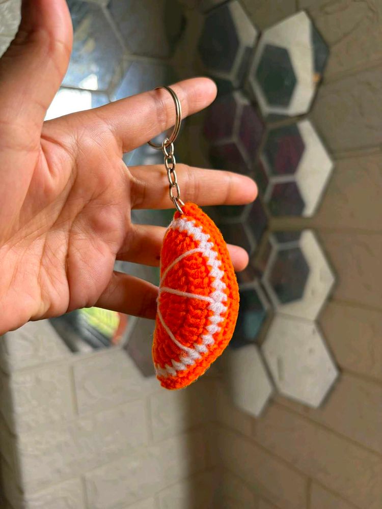 Orange Slice Crochet Keychain