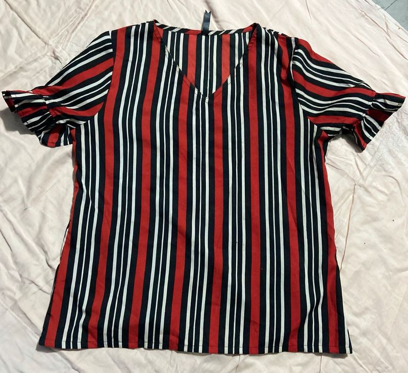 Striped V-Neck Blouse