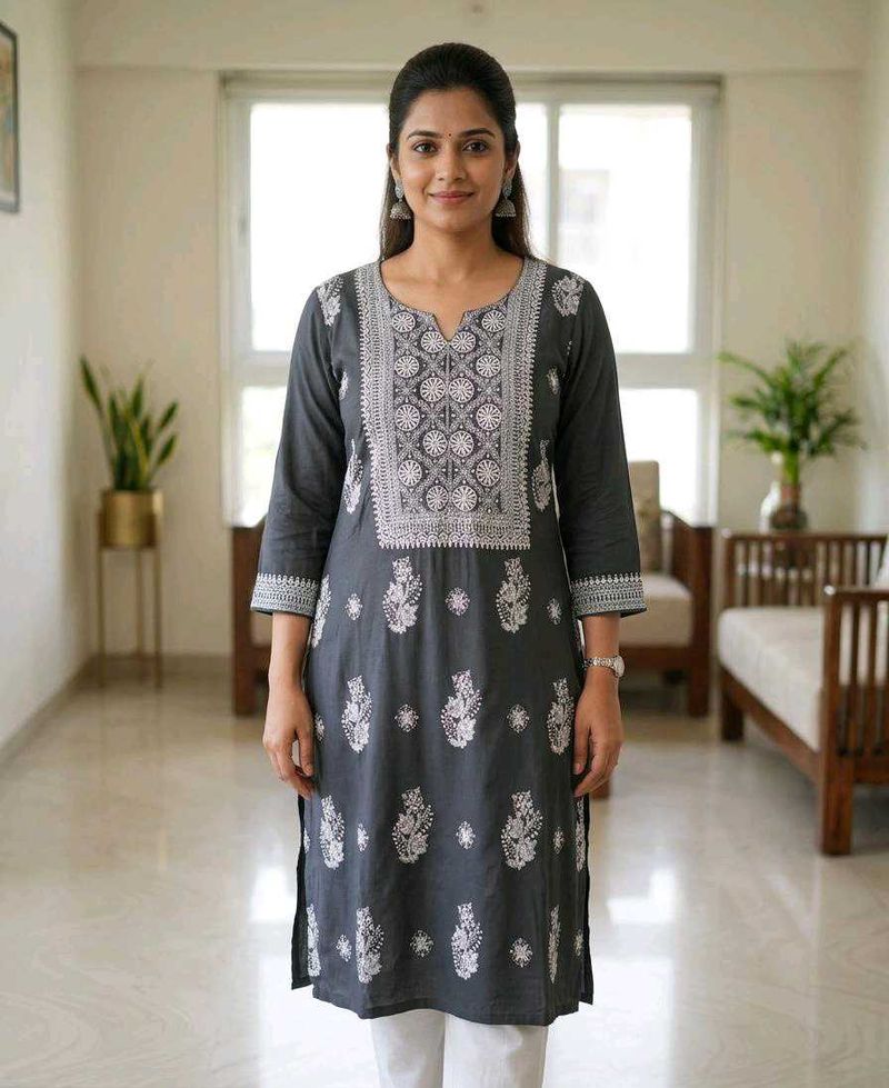 women elegant Grey Kurta