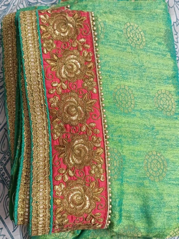 Vibrant Green Embroidered Saree