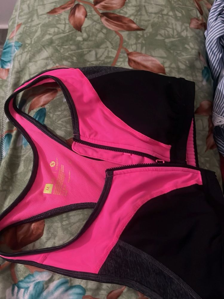 Women's Pink &amp; Black Sports Bra