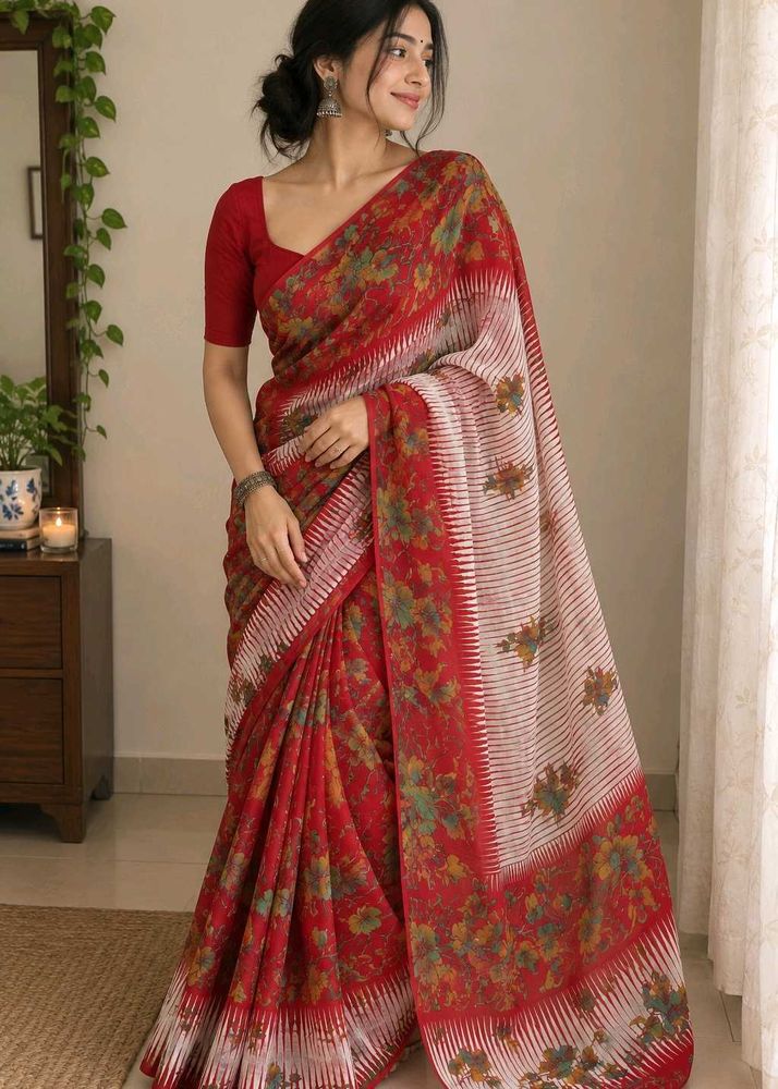 Red &amp; White saree