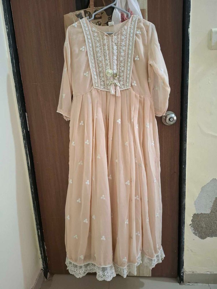 Elegant Peach Anarkali Gown