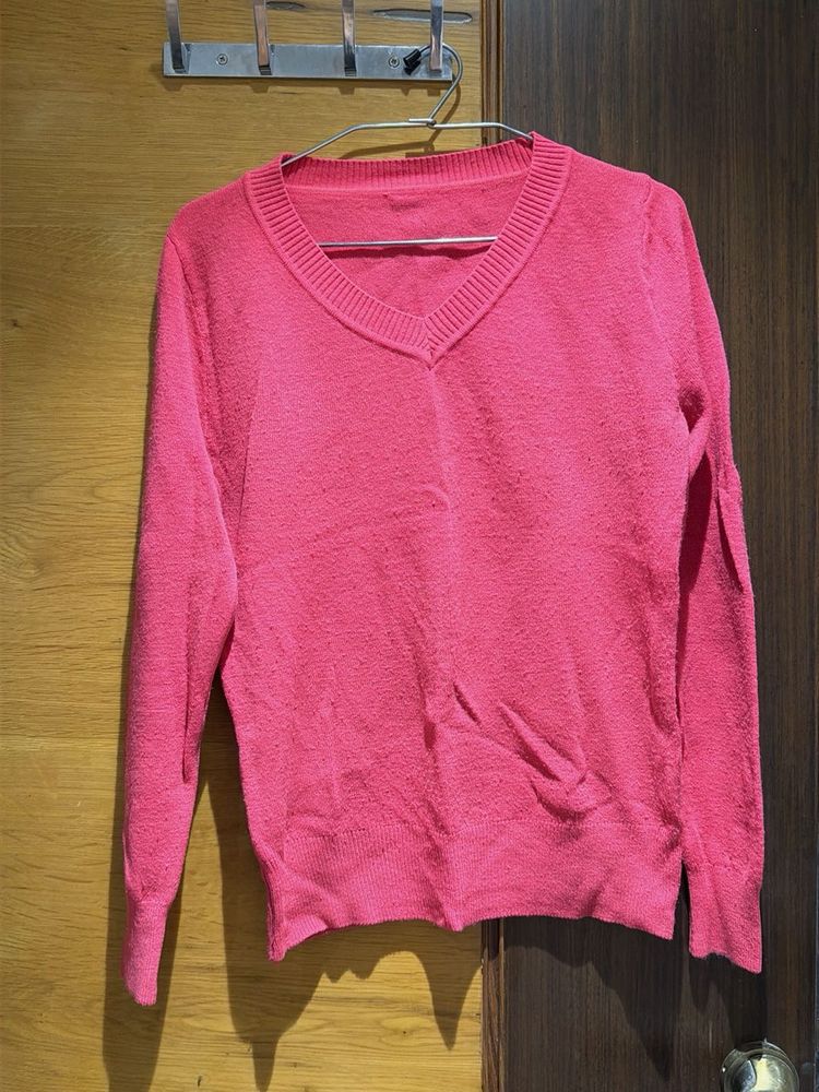 V-Neck Pink Sweater