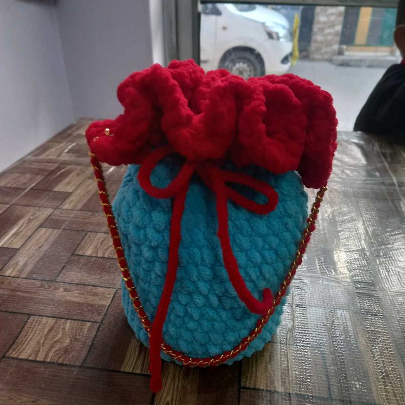 Handmade Plush Drawstring Pouch