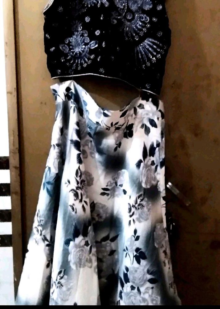 Floral Lehenga &amp; Embellished Top Set