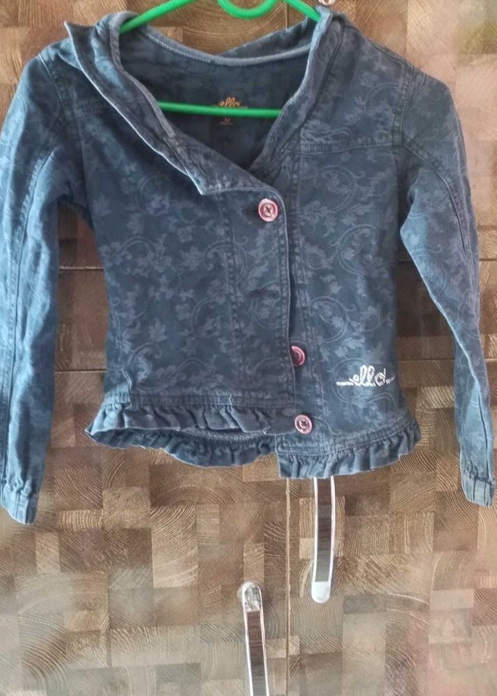 Girls' Blue Floral Print Jacket