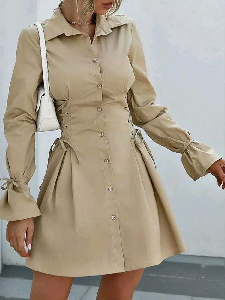 Beige Shirt Dress