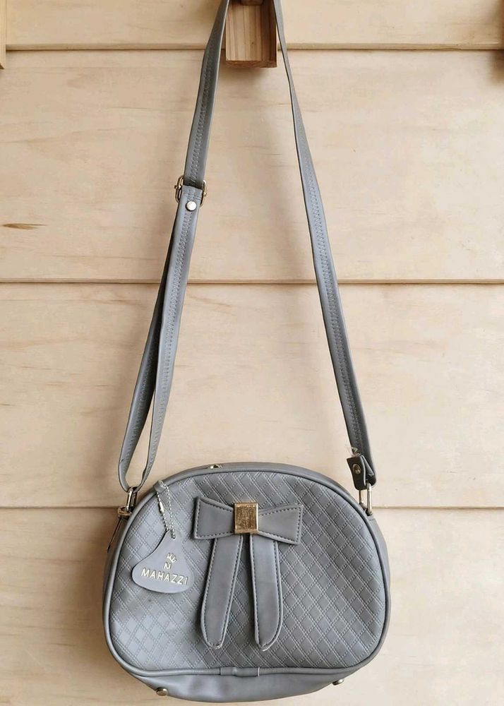 Gray Crossbody Bag with Bow