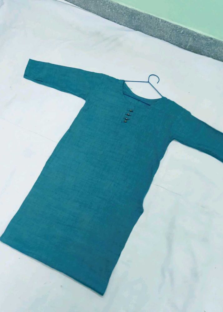 Teal Blue Cotton Kurta