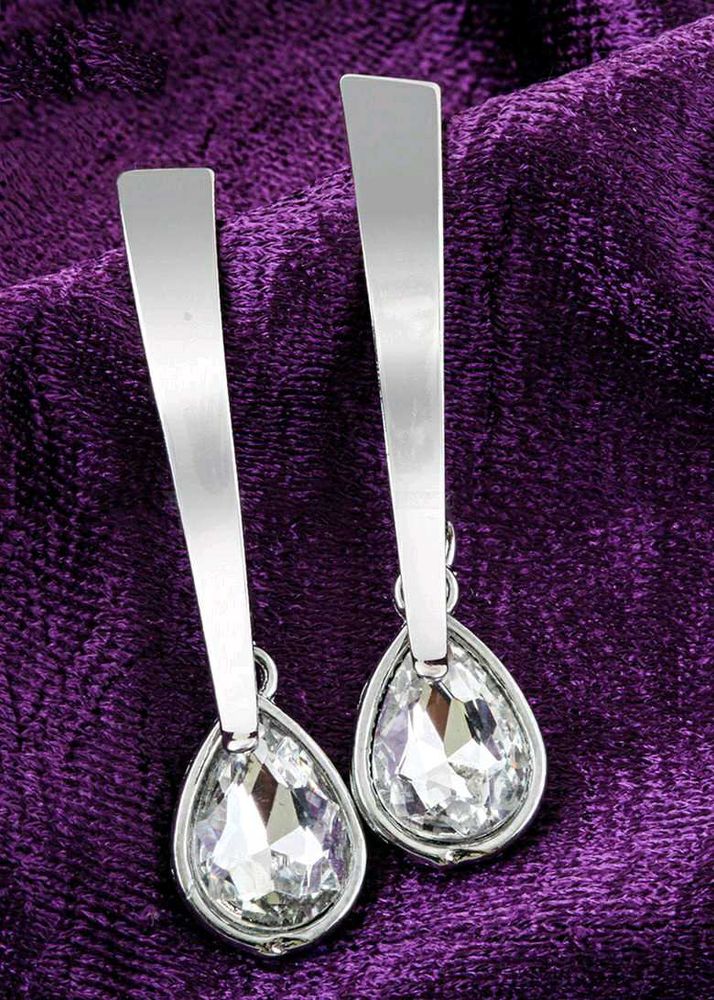 Trendy Silver Dangling Party Wear Earrings ....