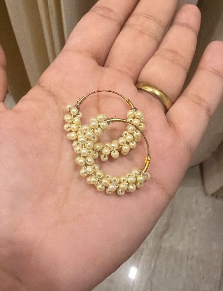 Elegant Pearl Hoop Earrings