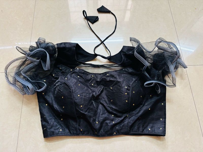 Black frill blouse