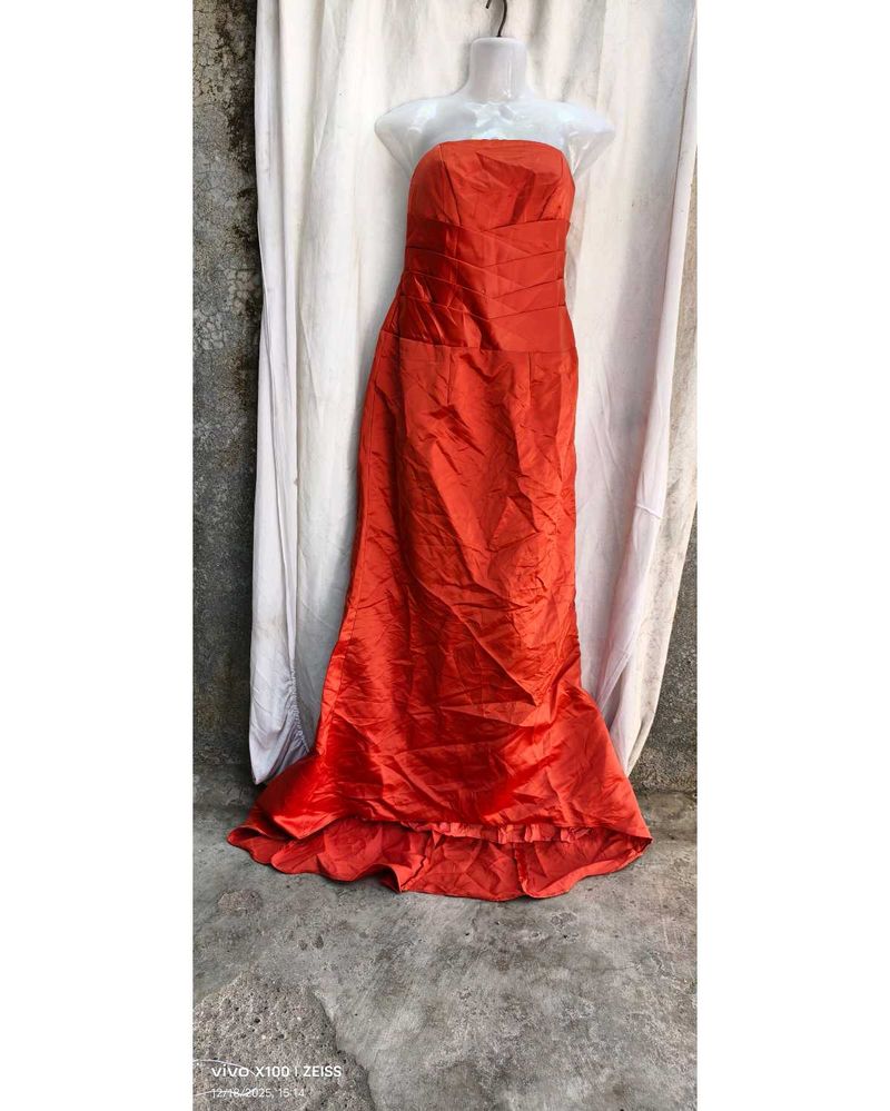 orange satin gown