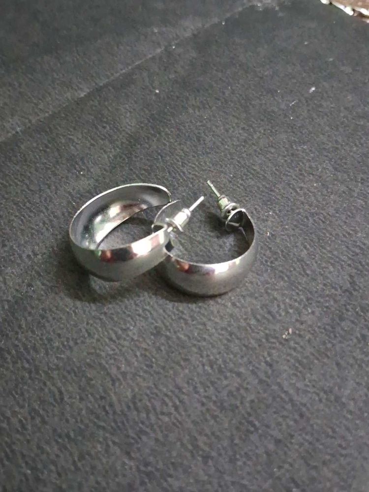 Chunky Silver Hoop Earrings