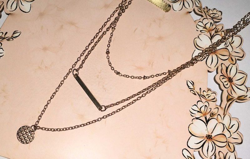 Layered Bar &amp; Disc Pendant Necklace