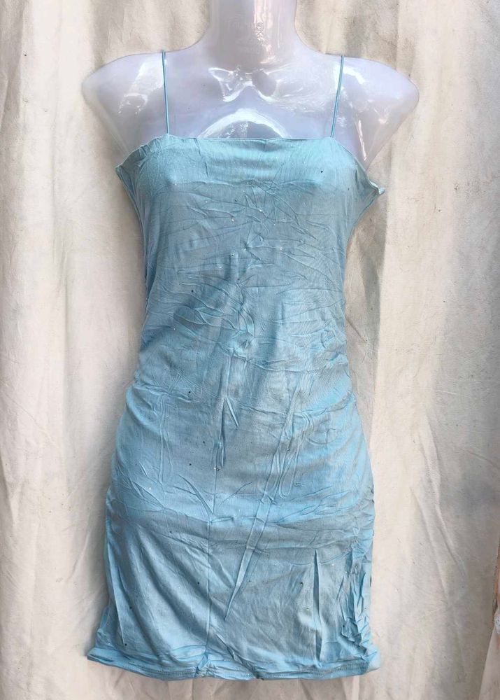 Light Blue Spaghetti Strap Mini Dress