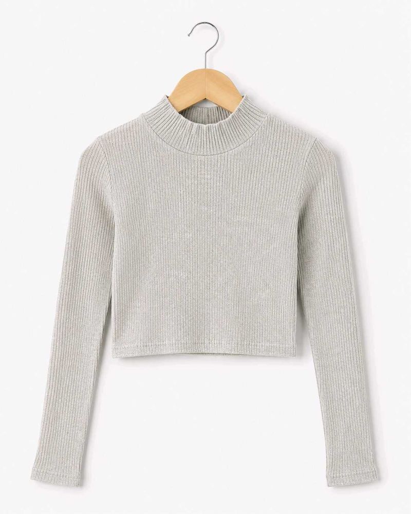 Ribbed Mock Neck Cropped Top