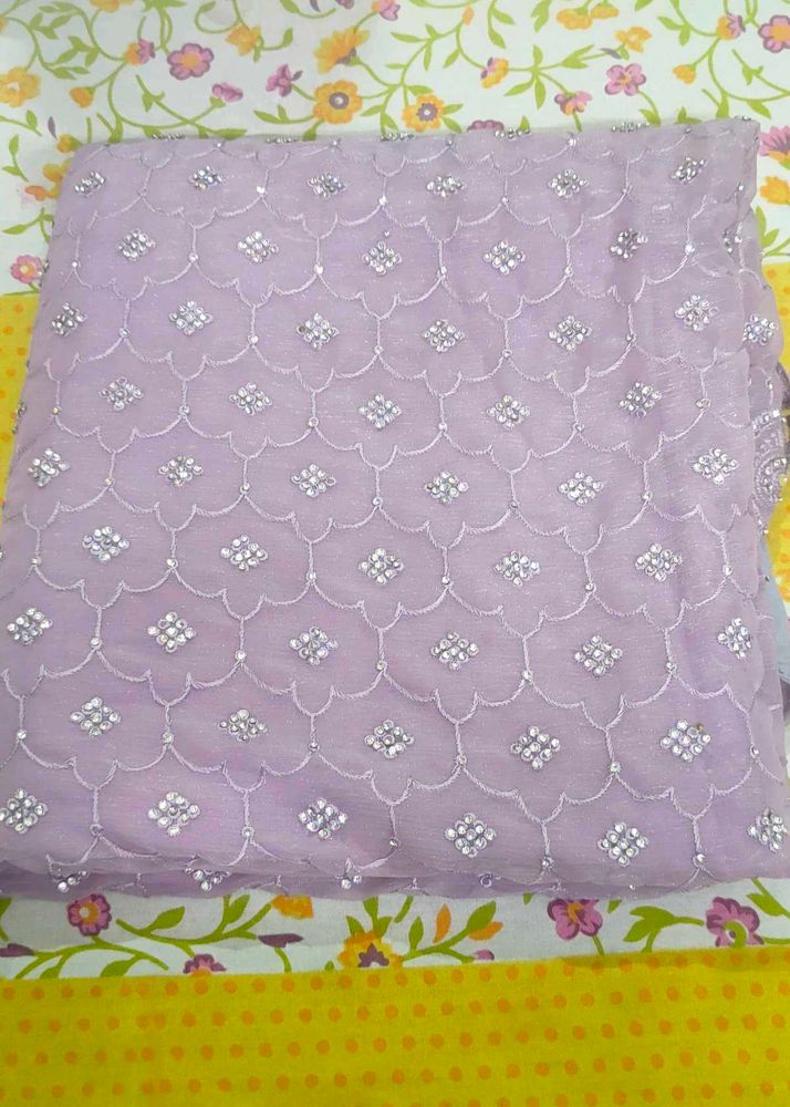Exquisite Lavender Saree with Embellishments