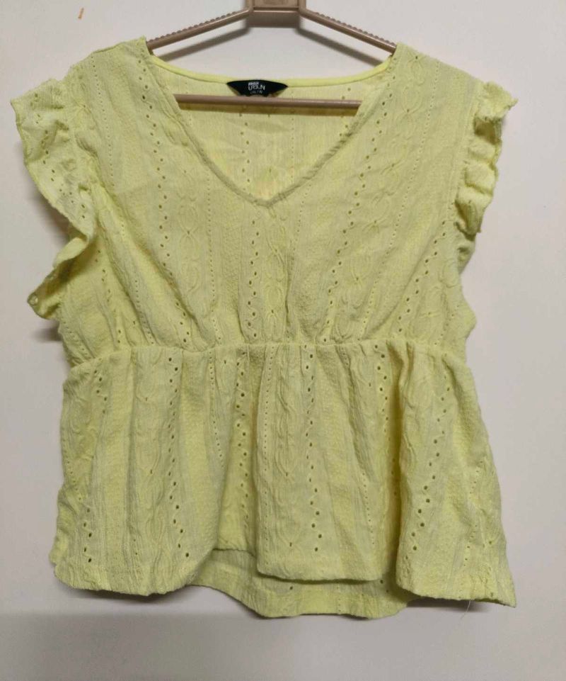 Butter Yellow Peplum Top