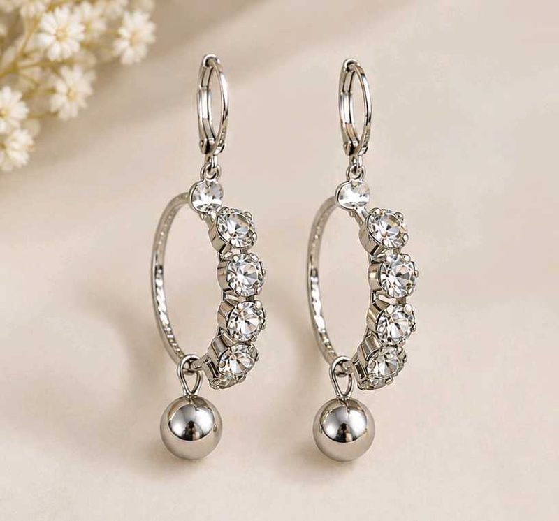 Sparkling Hoop Earrings with Pearl Drop