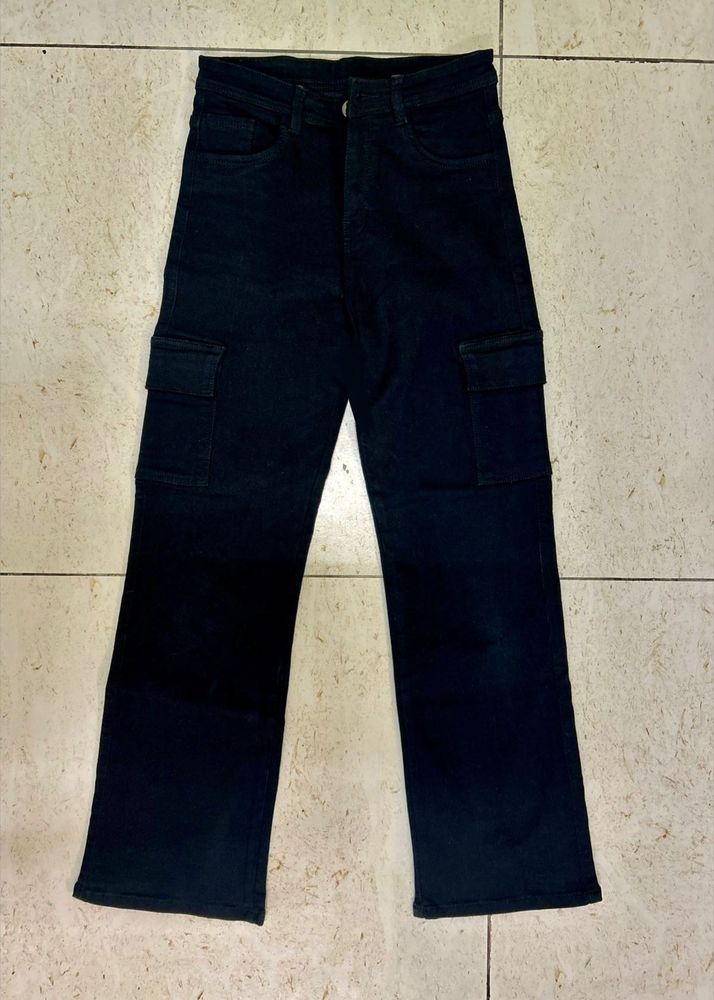 ZARA Dark Wash Cargo Jeans