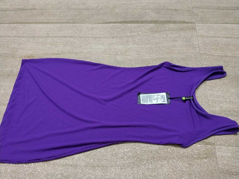 Vibrant Purple Sleeveless Ribbed Dress