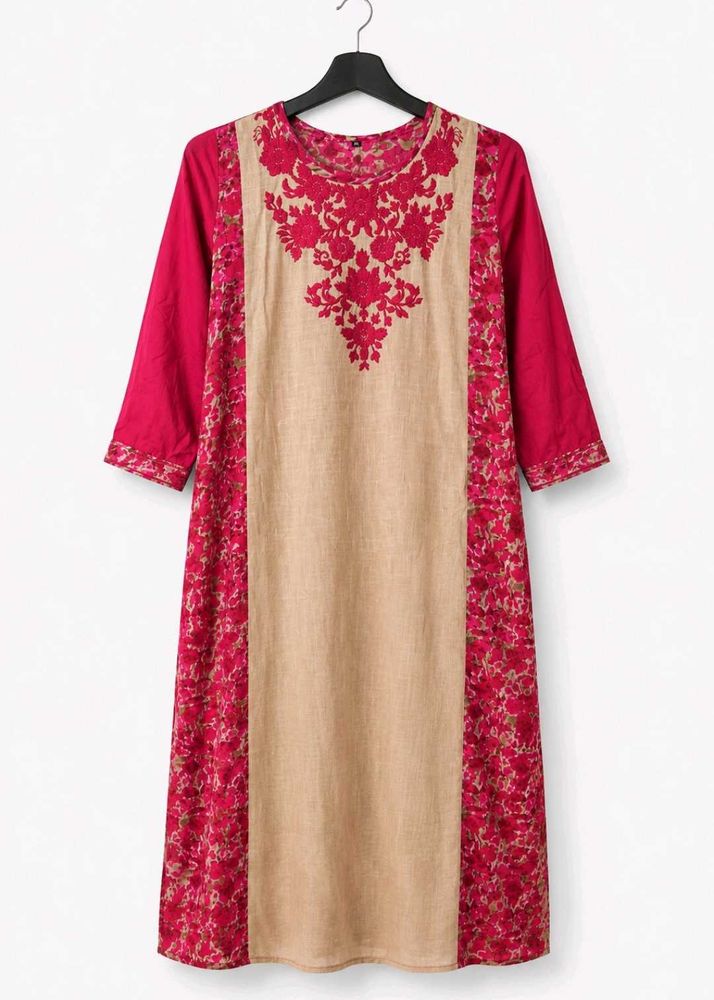 🌸 Pink Embroidered Kurti