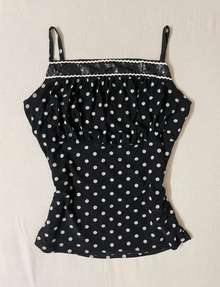 Black Polka Dot Camisole Top