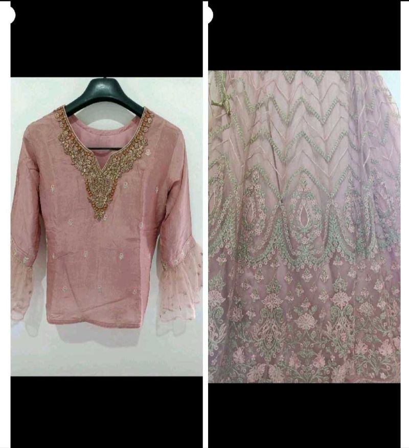 Dusty Rose Embroidered Lehenga Choli Set