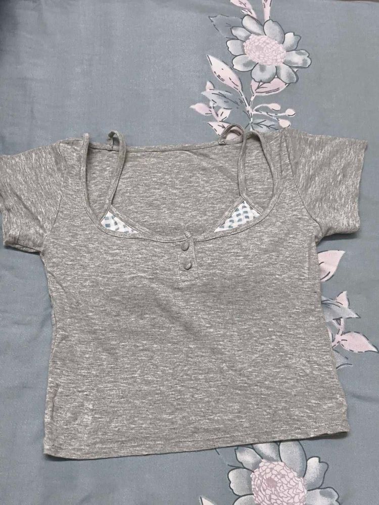 Fake 2pcs pullover t-shirt