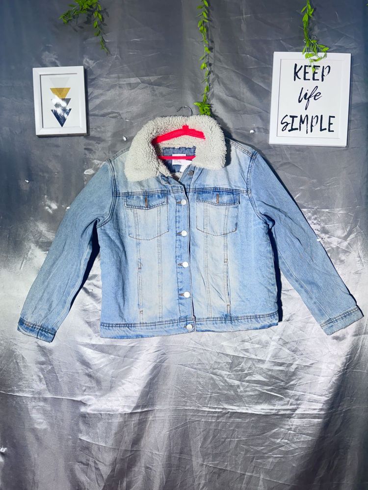 Denim Jacket with Sherpa Collar