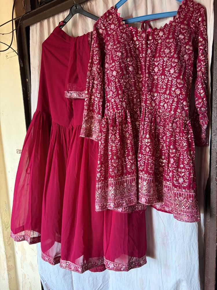 Designer Kurta Set with Sharara Pants