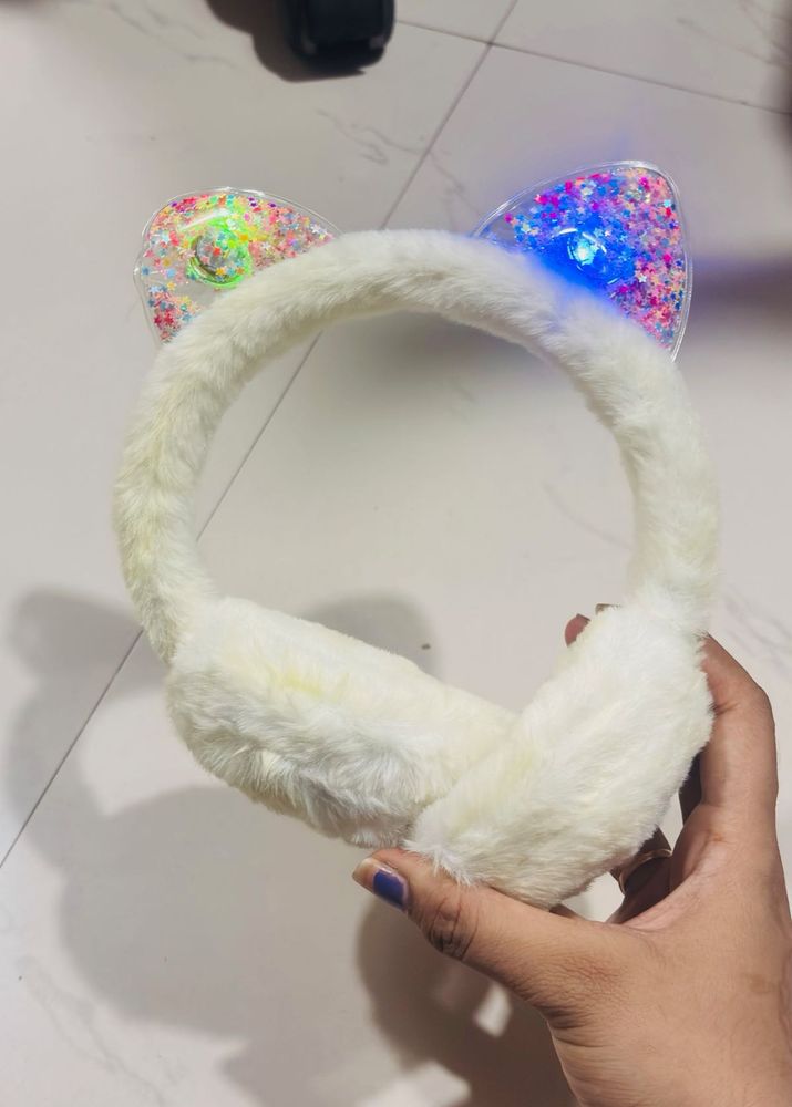 Fluffy Cat Ear Headband with LED Lights