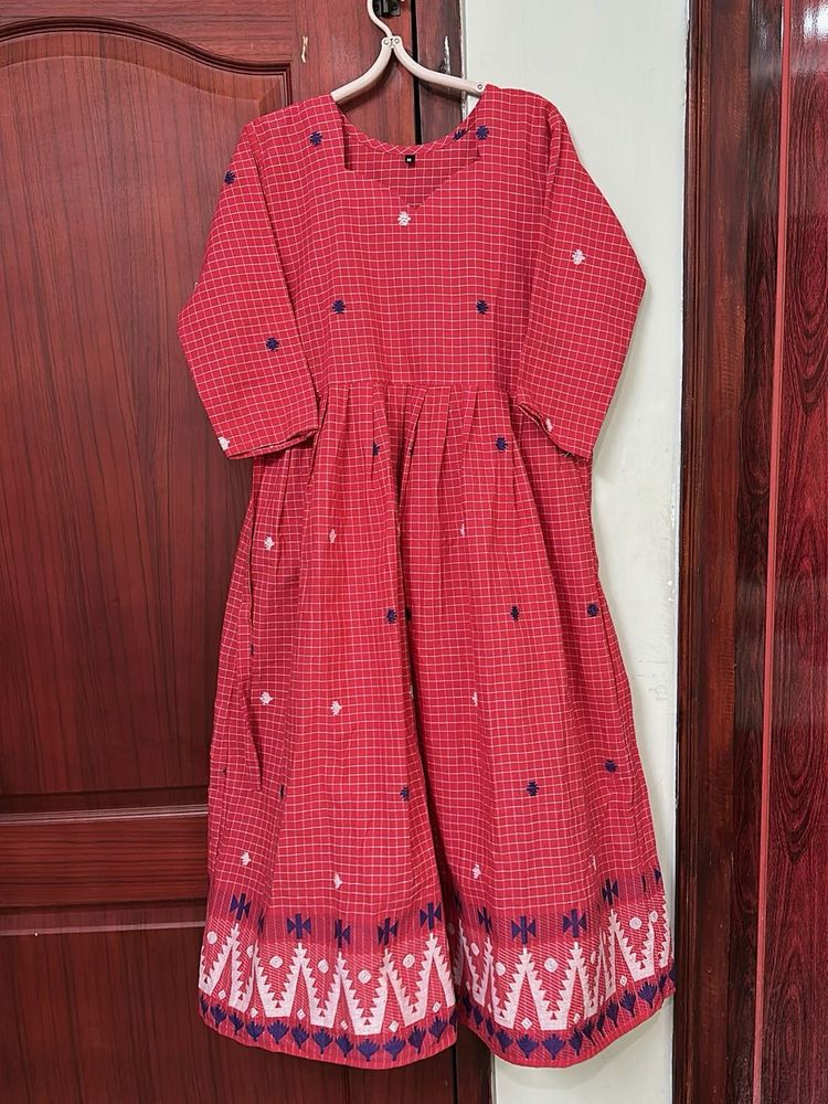 Ethnic Dress with Checked Pattern