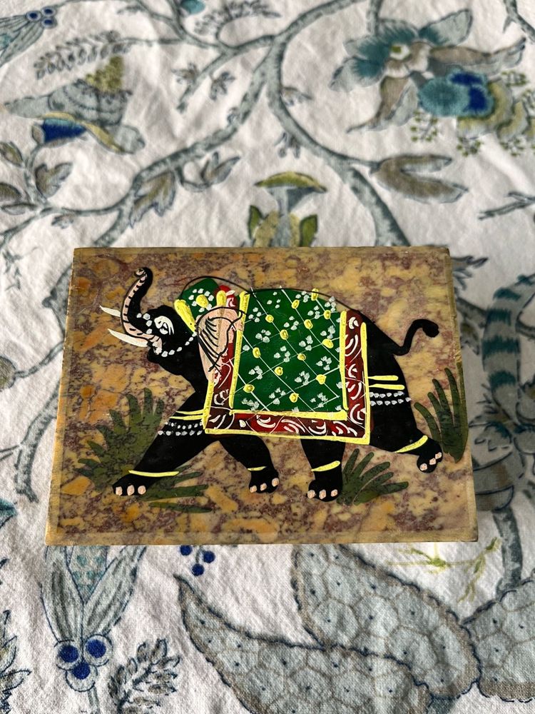 Elephant Soapstone Box