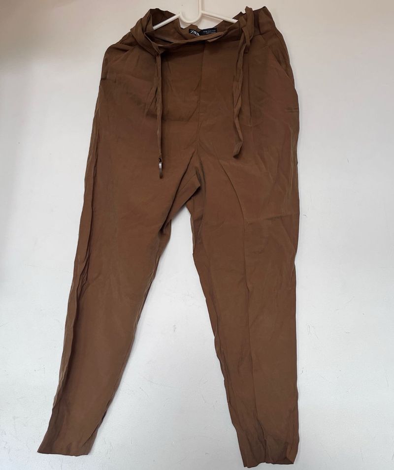 Zara Brown Trousers (XS / 24-inch Waist) with Belt